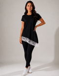 Blusa Assimétrica Feminina com Renda Preta