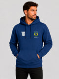 Moletom Masculino Canguru Estampa Brasil Torcedor Azul Marinho