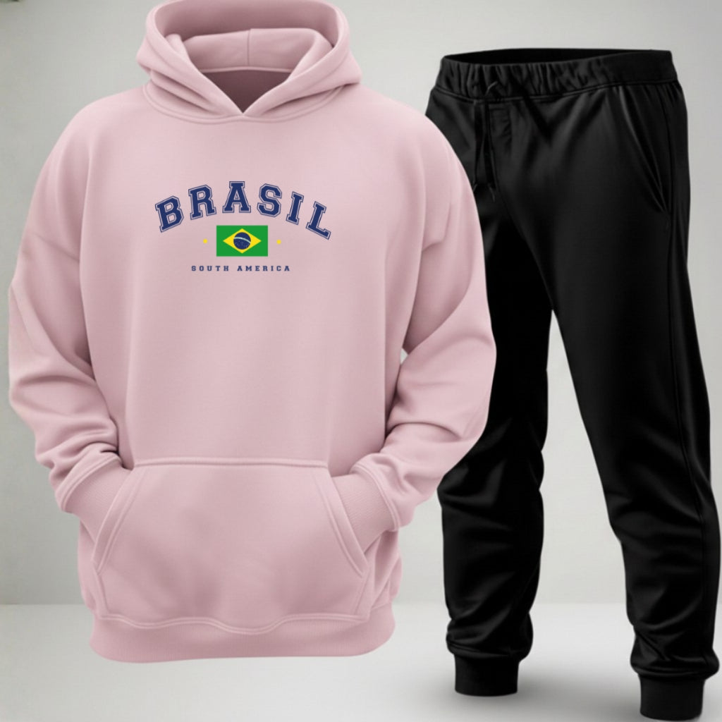 Conjunto Moletom Canguru Brasil Nação Copa Tecido Premium Unissex